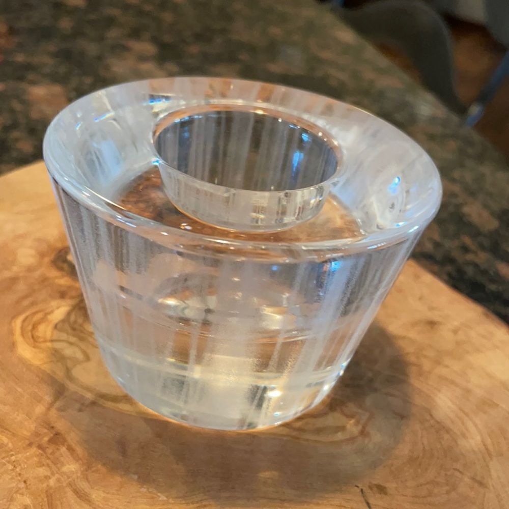 Vintage Orrefors Crystal Striped Candle Holder